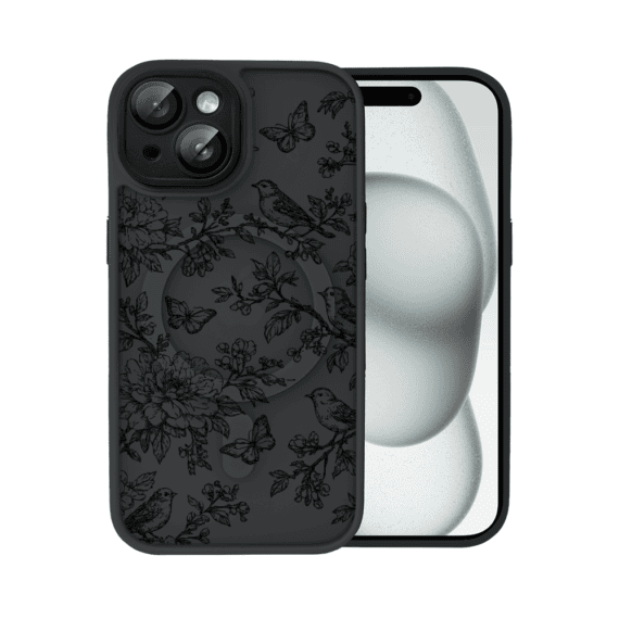 Etui do iPhone 15 Plus Color Flush z MagSafe, z osłoną aparatu, nocna botanika, czarne (6)