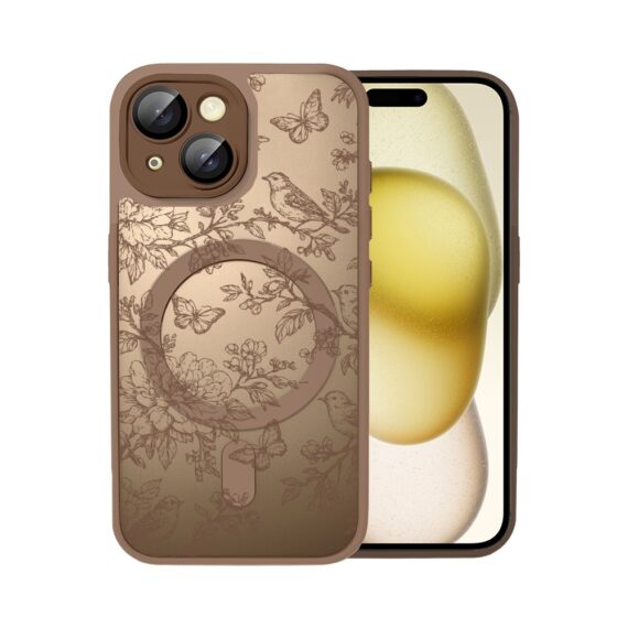 Etui do iPhone 15 Plus Color Flush z MagSafe, z osłoną aparatu, nocna botanika, pustynny brąz (1)