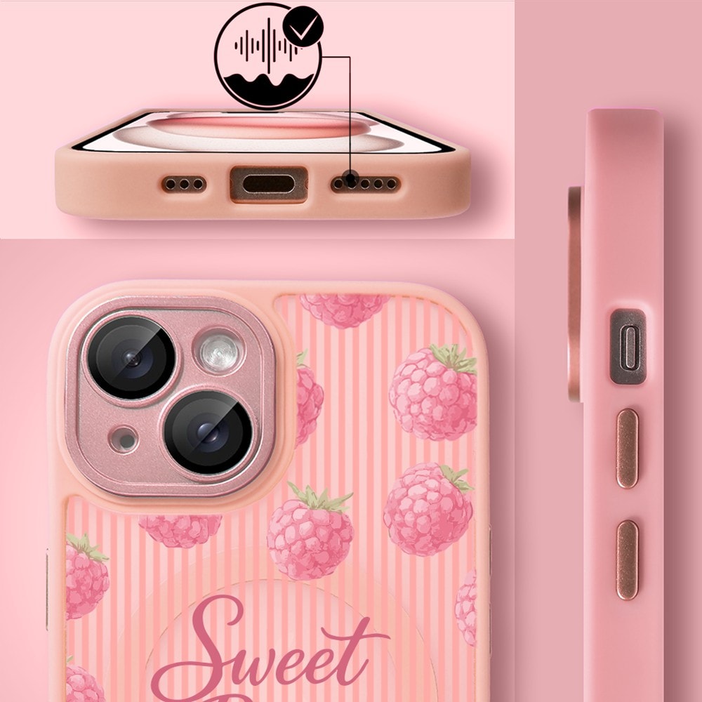Etui do iPhone 15 Plus Color Flush z MagSafe, z osłoną aparatu, słodka malina, różowe (2)