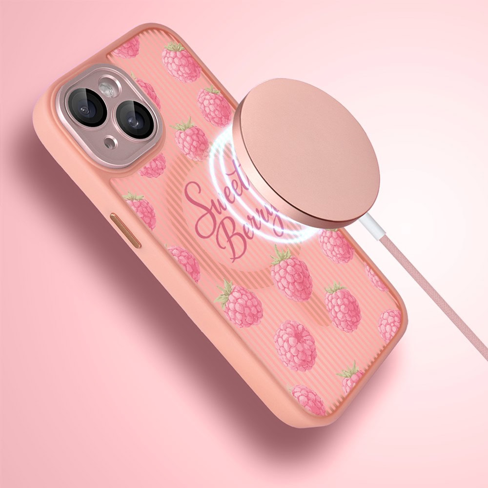 Etui do iPhone 15 Plus Color Flush z MagSafe, z osłoną aparatu, słodka malina, różowe (5)