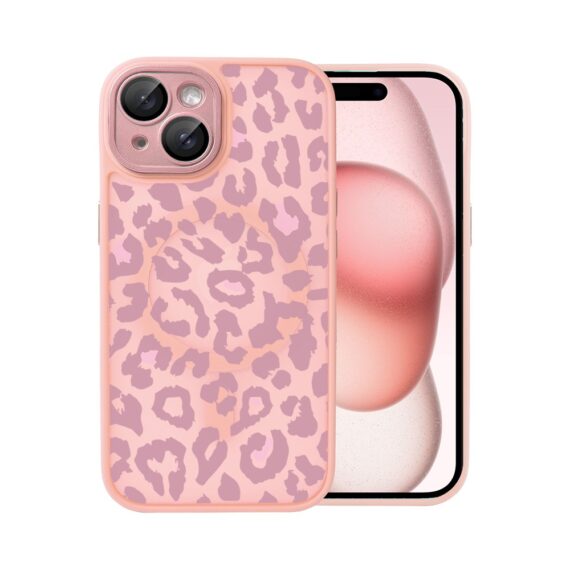 Etui do iPhone 15 Plus Color Flush z MagSafe, z osłoną aparatu, subtelna panterka, różowe (6)
