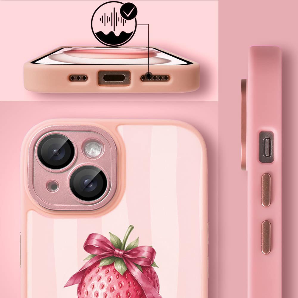 Etui do iPhone 15 Plus Color Flush z MagSafe, z osłoną aparatu, truskawkowy moment, różowe (3)