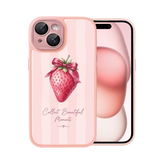 Etui do iPhone 15 Plus Color Flush z MagSafe, z osłoną aparatu, truskawkowy moment, różowe (4)
