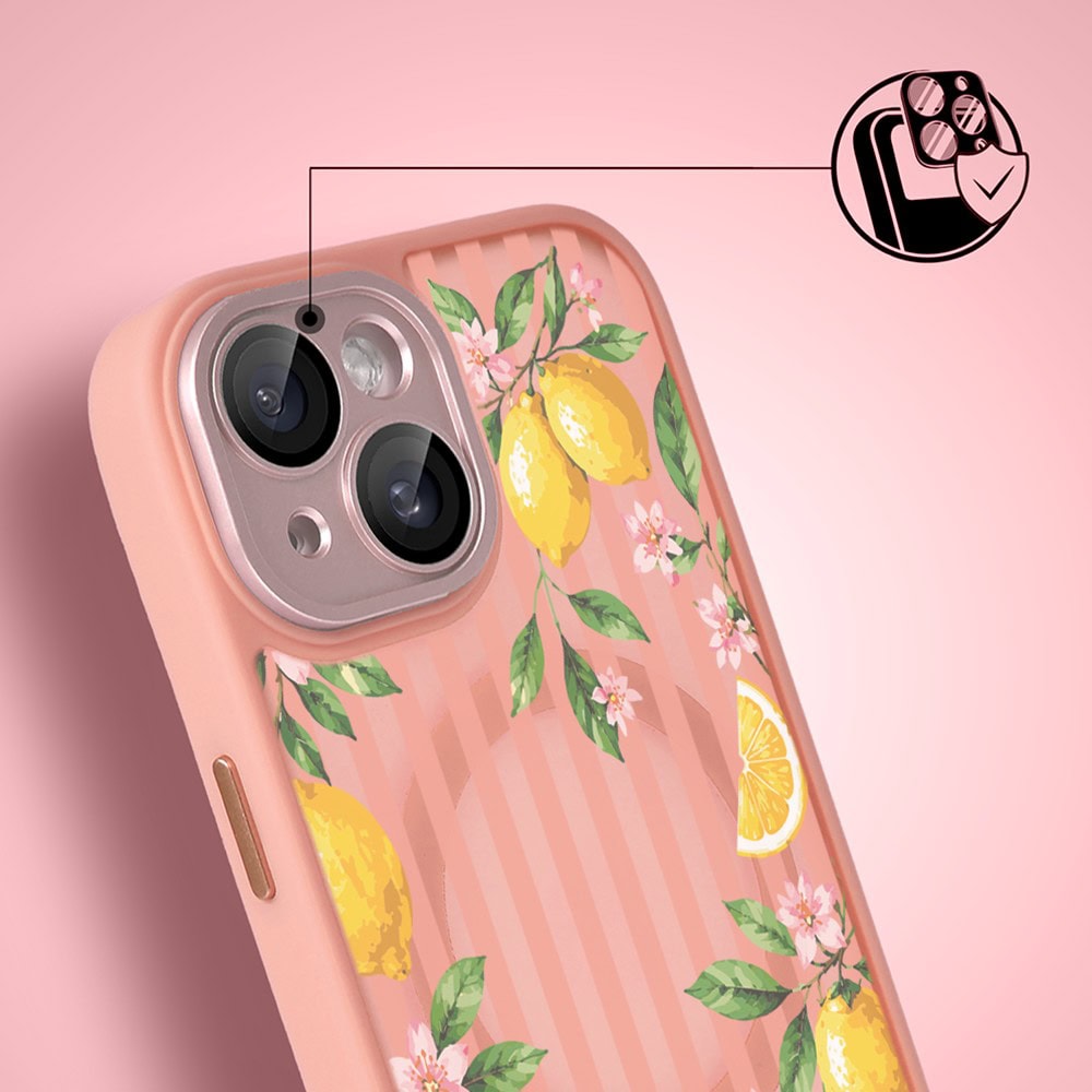Etui do iPhone 15 Plus Color Flush z MagSafe, z osłoną aparatu, włoskie limone, różowe (3)