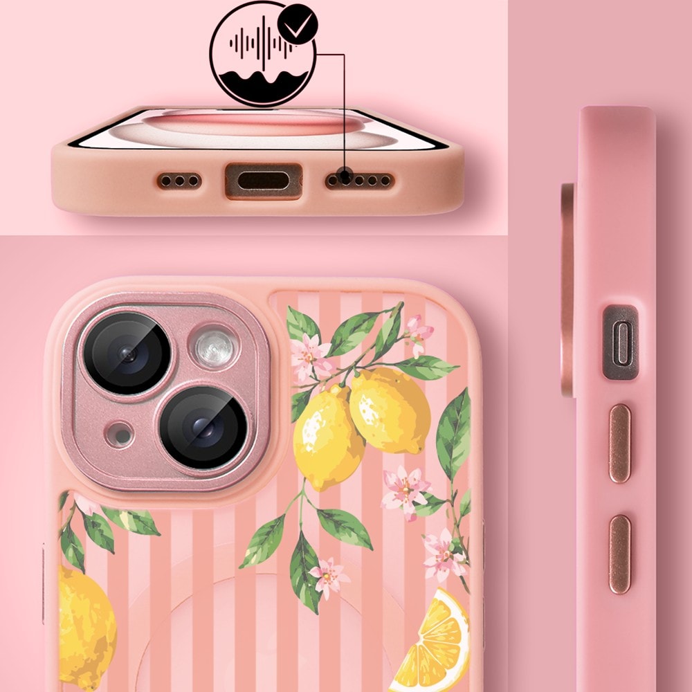 Etui do iPhone 15 Plus Color Flush z MagSafe, z osłoną aparatu, włoskie limone, różowe (4)