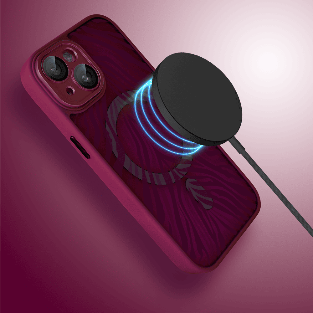 Etui do iPhone 15 Plus, Color Flush z Magsafe, z osłoną aparatu, hipnotyczna zebra, wiśniowe (1)