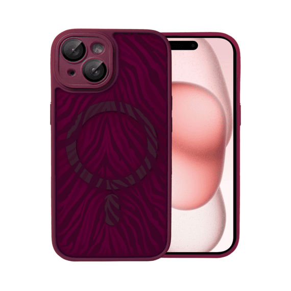 Etui do iPhone 15 Plus, Color Flush z Magsafe, z osłoną aparatu, hipnotyczna zebra, wiśniowe (5)