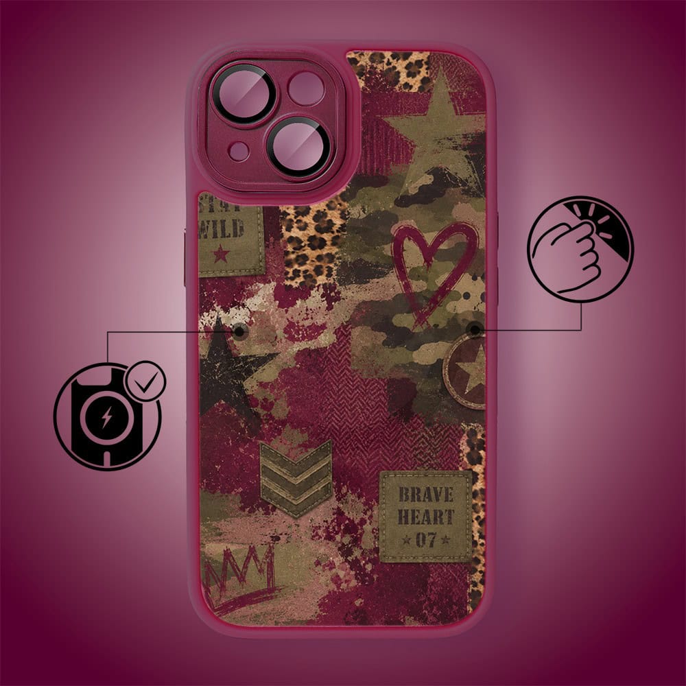 Etui do iPhone 15 Plus, Color Flush z Magsafe, z osłoną aparatu, rebel soul, wiśniowe (1)