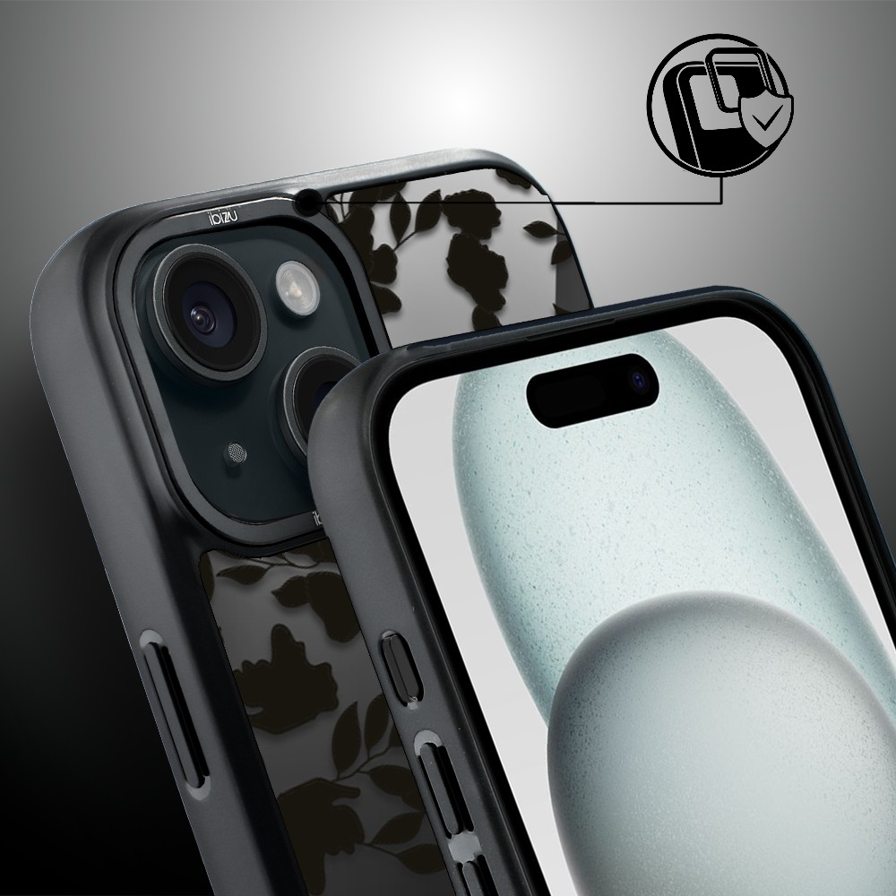 Etui do iPhone 15 Plus IBIZU DropGuard Matt z MagSafe, Midnight, Cienie liści, poprawne (3)