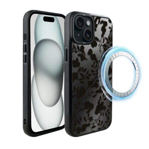 Etui do iPhone 15 Plus IBIZU DropGuard Matt z MagSafe, Midnight, Cienie liści, poprawne (6)