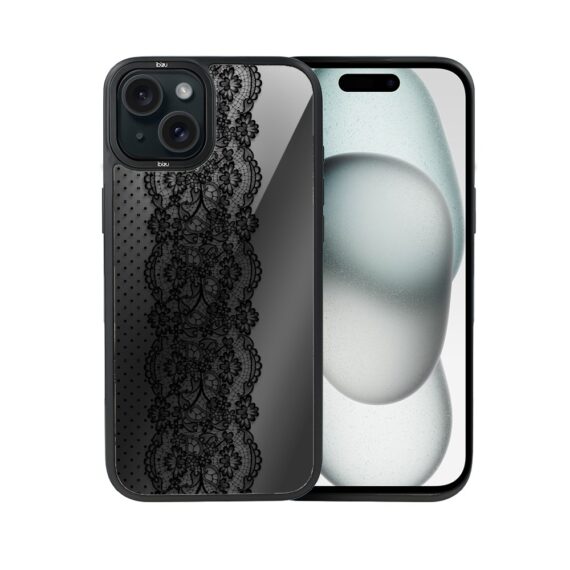 Etui do iPhone 15 Plus IBIZU DropGuard Matt z MagSafe, Midnight, Ornamentowa koronka (5)