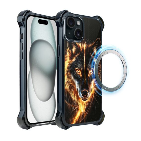 Etui do iPhone 15 Plus IBIZU DropGuard Ultra z MagSafe, Wilki, Ognisty wilk (6)