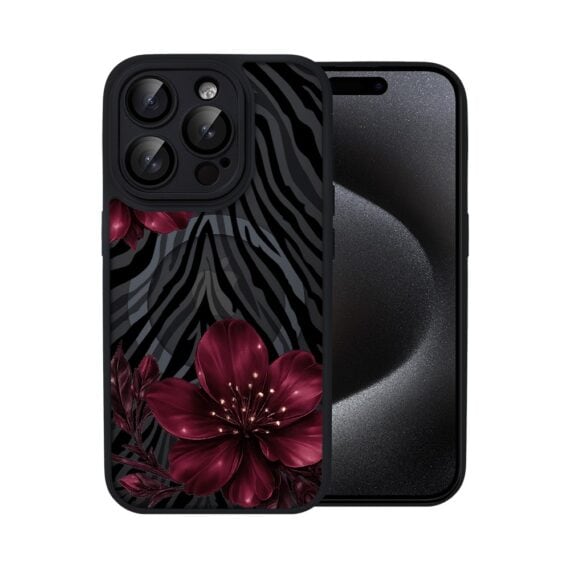 Etui do iPhone 15 Pro Max Color Flush z MagSafe, z osłoną aparatu, bordowa egzotyka, czarne (1)