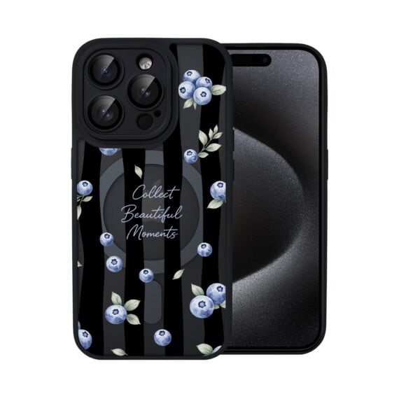 Etui do iPhone 15 Pro Max Color Flush z MagSafe, z osłoną aparatu, borówkowy rytm, czarne (1)