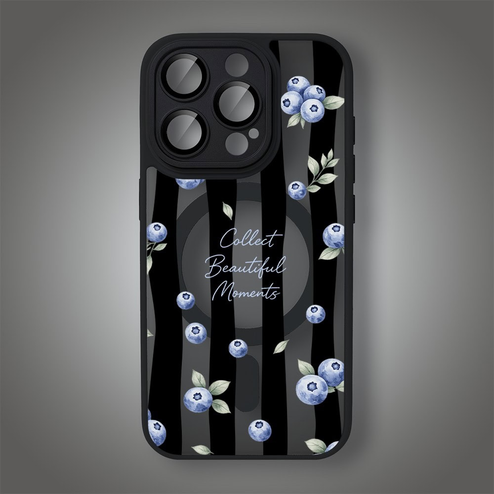 Etui do iPhone 15 Pro Max Color Flush z MagSafe, z osłoną aparatu, borówkowy rytm, czarne (2)