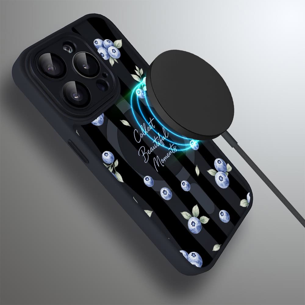 Etui do iPhone 15 Pro Max Color Flush z MagSafe, z osłoną aparatu, borówkowy rytm, czarne (3)