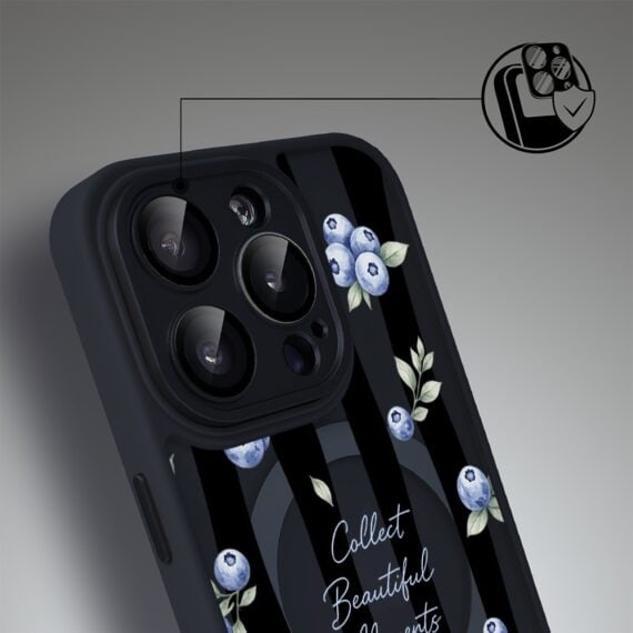 Etui do iPhone 15 Pro Max Color Flush z MagSafe, z osłoną aparatu, borówkowy rytm, czarne (5)