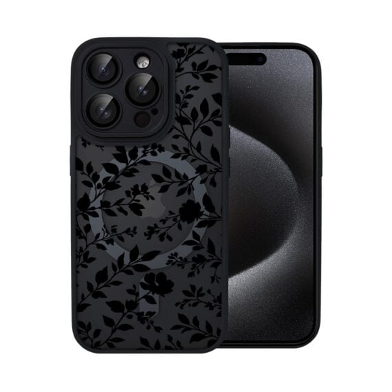 Etui do iPhone 15 Pro Max Color Flush z MagSafe, z osłoną aparatu, cienisty ogród, czarne (4)