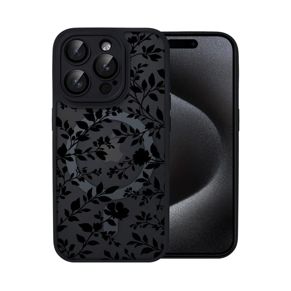 Etui do iPhone 15 Pro Color Flush z MagSafe, z osłoną aparatu, cienisty ogród, czarne
