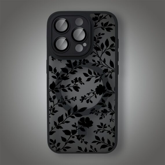 Etui do iPhone 15 Pro Max Color Flush z MagSafe, z osłoną aparatu, cienisty ogród, czarne (5)