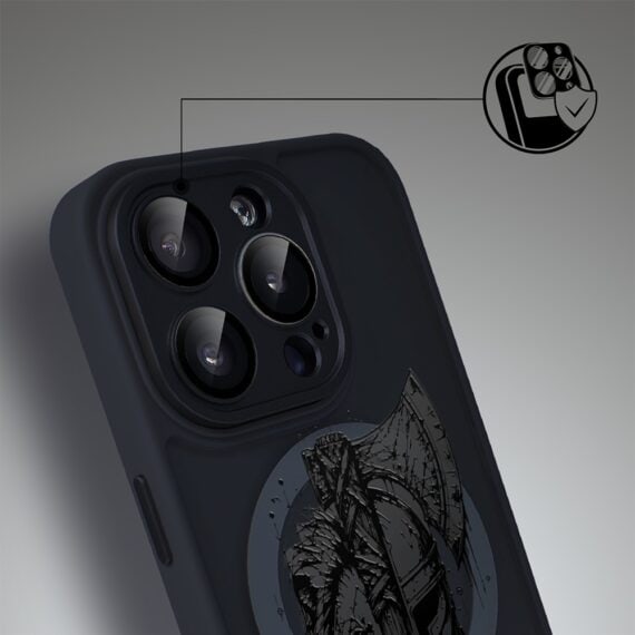 Etui do iPhone 15 Pro Max Color Flush z MagSafe, z osłoną aparatu, dusza wojownika, czarne (3)