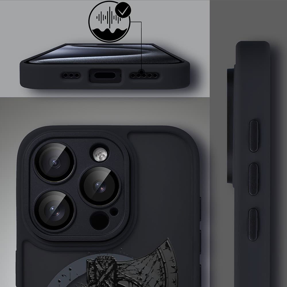 Etui do iPhone 15 Pro Max Color Flush z MagSafe, z osłoną aparatu, dusza wojownika, czarne (4)