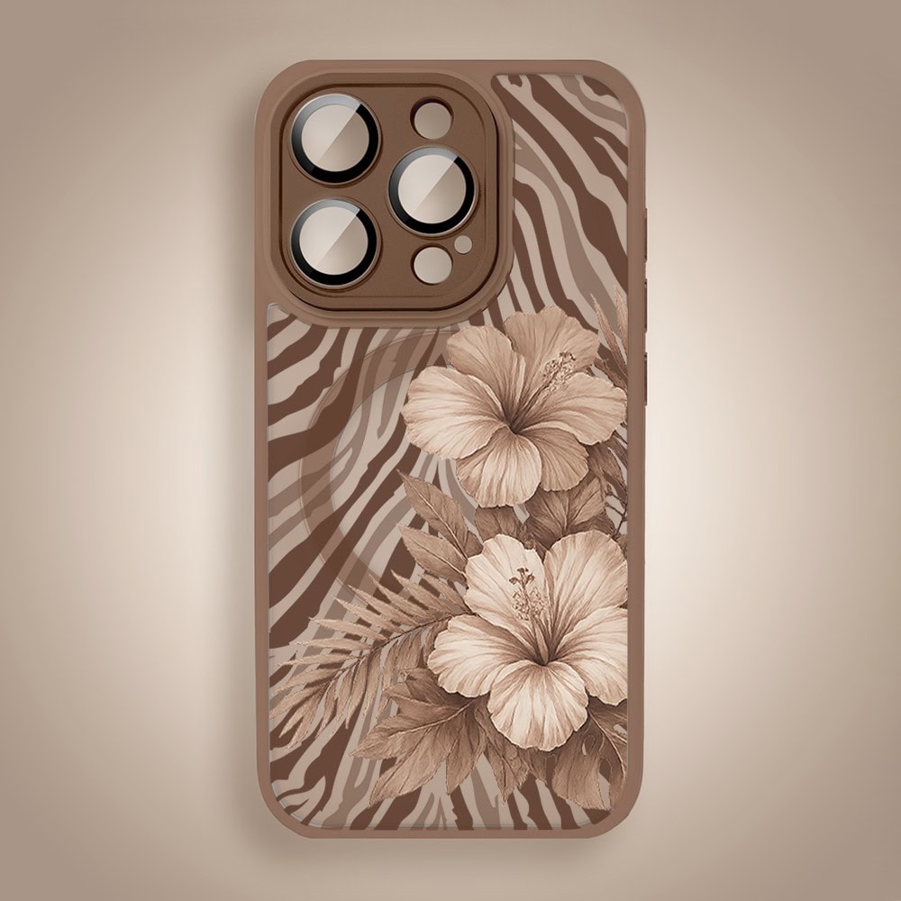 Etui do iPhone 15 Pro Max Color Flush z MagSafe, z osłoną aparatu, egzotyczny hibiskus latte, pustynny brąz (1)