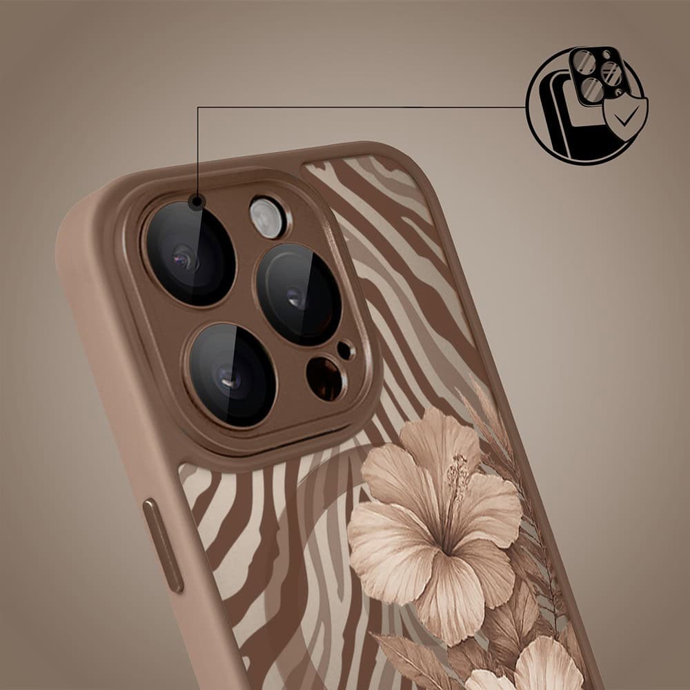 Etui do iPhone 15 Pro Max Color Flush z MagSafe, z osłoną aparatu, egzotyczny hibiskus latte, pustynny brąz (4)
