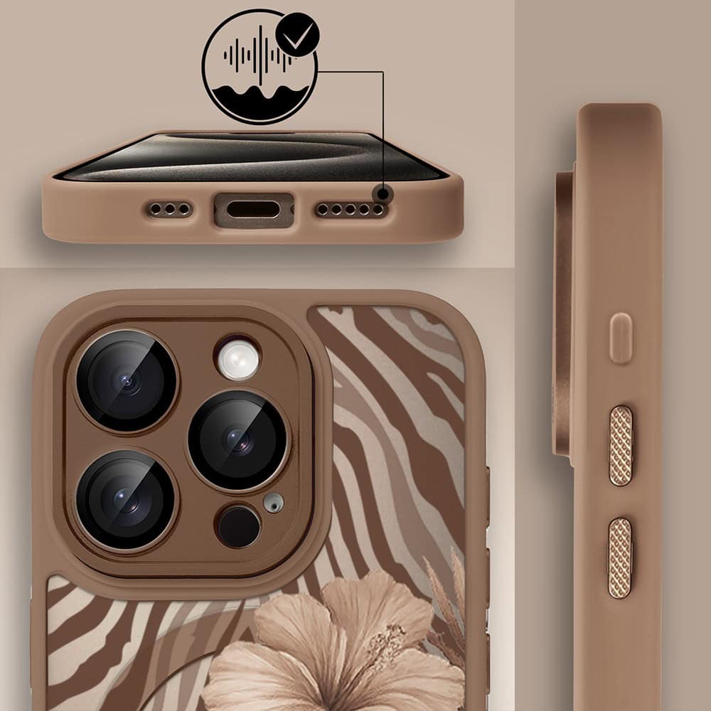 Etui do iPhone 15 Pro Max Color Flush z MagSafe, z osłoną aparatu, egzotyczny hibiskus latte, pustynny brąz (5)