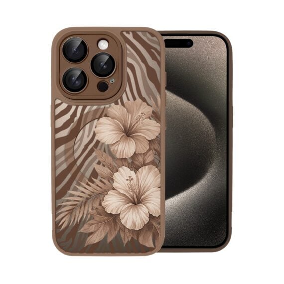 Etui do iPhone 15 Pro Max Color Flush z MagSafe, z osłoną aparatu, egzotyczny hibiskus latte, pustynny brąz (6)