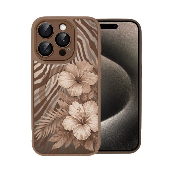 Etui do iPhone 15 Pro Color Flush z MagSafe, z osłoną aparatu, egzotyczny hibiskus latte, pustynny brąz
