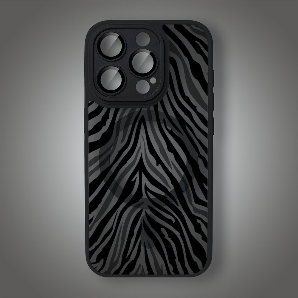 Etui do iPhone 15 Pro Max Color Flush z MagSafe, z osłoną aparatu, hipnotyczna zebra, czarne (1)