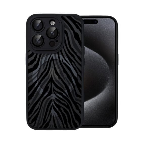 Etui do iPhone 15 Pro Max Color Flush z MagSafe, z osłoną aparatu, hipnotyczna zebra, czarne (6)
