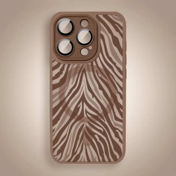 Etui do iPhone 15 Pro Max Color Flush z MagSafe, z osłoną aparatu, hipnotyczna zebra, pustynny brąz (1)