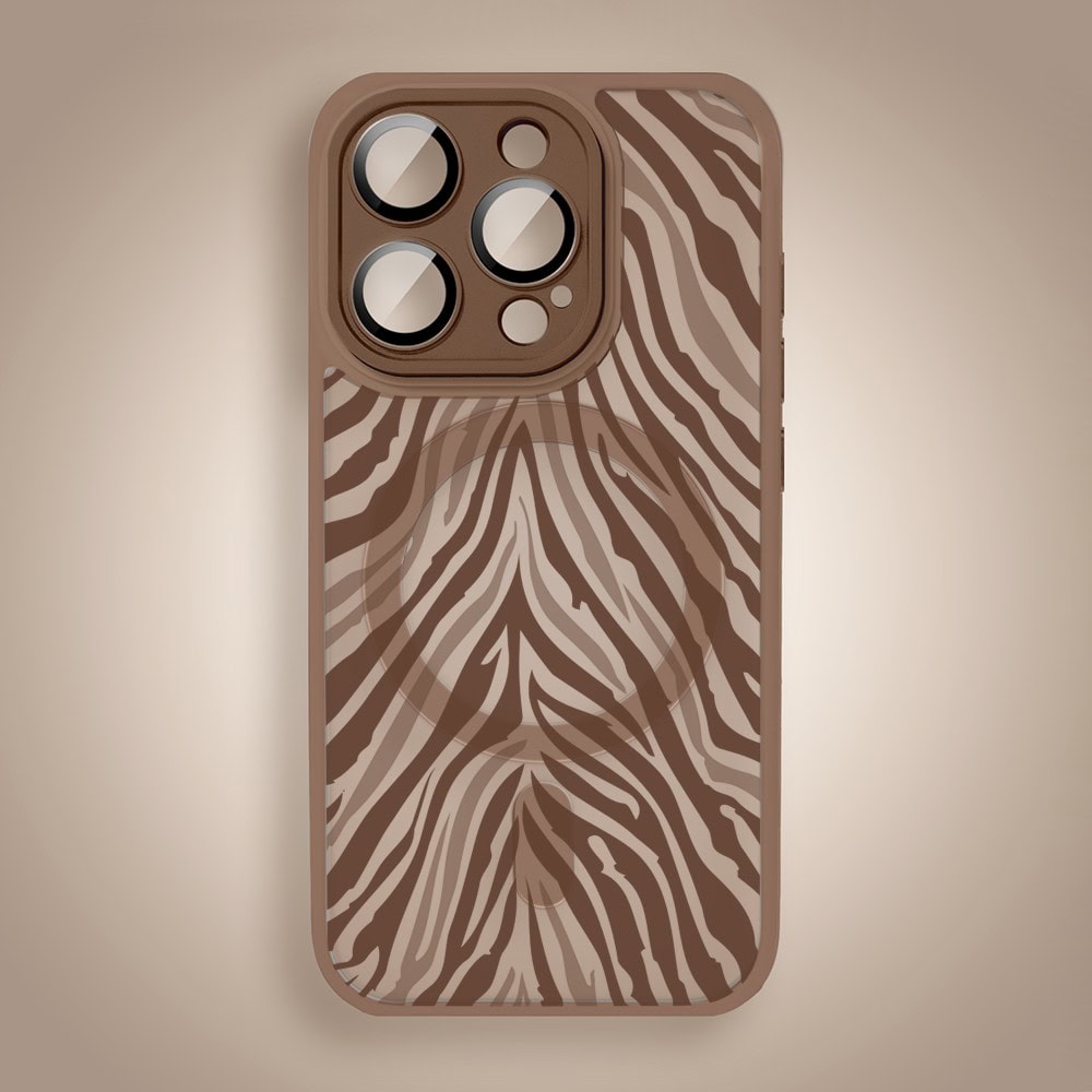 Etui do iPhone 15 Pro Max Color Flush z MagSafe, z osłoną aparatu, hipnotyczna zebra, pustynny brąz (1)