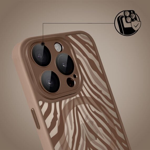 Etui do iPhone 15 Pro Max Color Flush z MagSafe, z osłoną aparatu, hipnotyczna zebra, pustynny brąz (4)