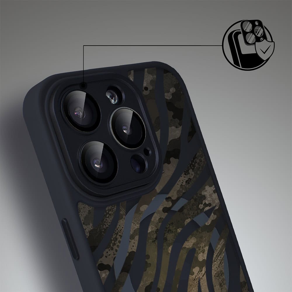 Etui do iPhone 15 Pro Max Color Flush z MagSafe, z osłoną aparatu, miejski kamuflaż, czarne (4)