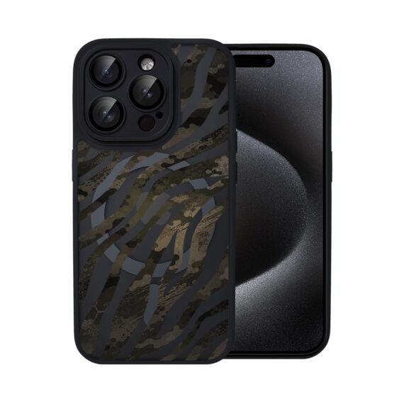 Etui do iPhone 15 Pro Max Color Flush z MagSafe, z osłoną aparatu, miejski kamuflaż, czarne (6)
