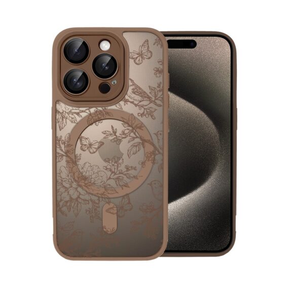 Etui do iPhone 15 Pro Max Color Flush z MagSafe, z osłoną aparatu, nocna botanika, pustynny brąz (1)