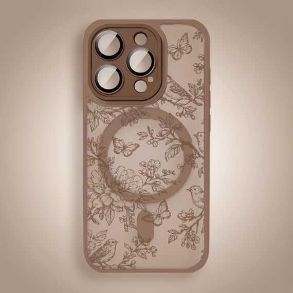 Etui do iPhone 15 Pro Max Color Flush z MagSafe, z osłoną aparatu, nocna botanika, pustynny brąz (2)