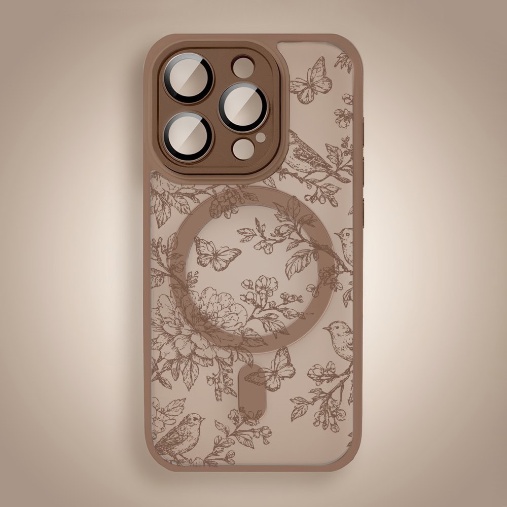 Etui do iPhone 15 Pro Max Color Flush z MagSafe, z osłoną aparatu, nocna botanika, pustynny brąz (2)
