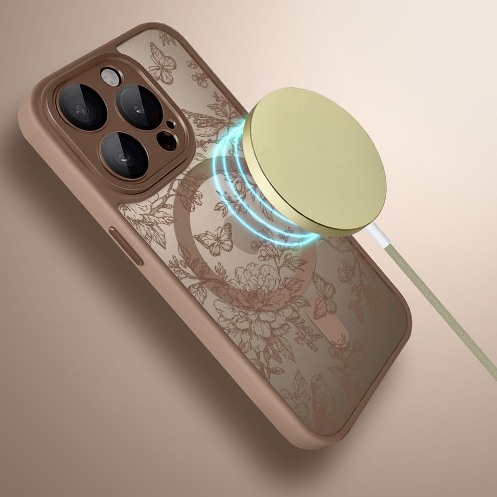 Etui do iPhone 15 Pro Max Color Flush z MagSafe, z osłoną aparatu, nocna botanika, pustynny brąz (3)