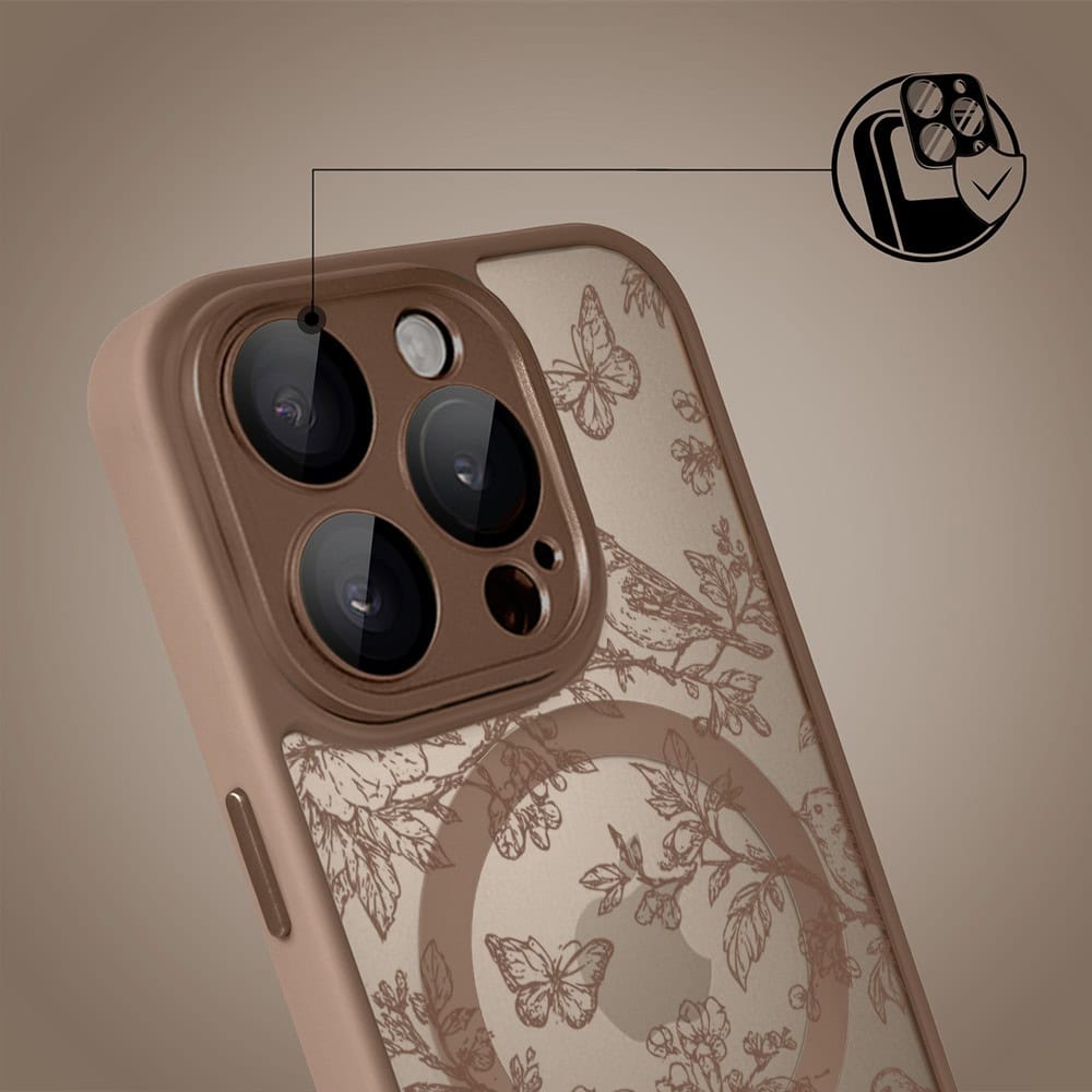Etui do iPhone 15 Pro Max Color Flush z MagSafe, z osłoną aparatu, nocna botanika, pustynny brąz (5)