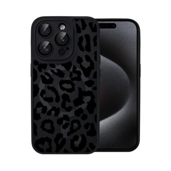 Etui do iPhone 15 Pro Max Color Flush z MagSafe, z osłoną aparatu, subtelna panterka, czarne (5)
