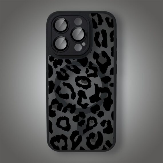 Etui do iPhone 15 Pro Max Color Flush z MagSafe, z osłoną aparatu, subtelna panterka, czarne (6)