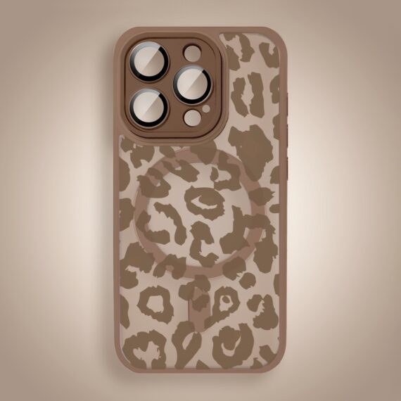 Etui do iPhone 15 Pro Max Color Flush z MagSafe, z osłoną aparatu, subtelna panterka, pustynny brąz (1)