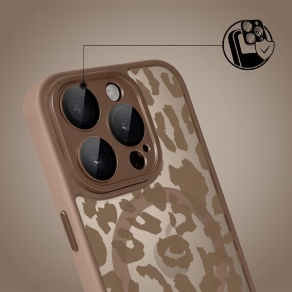 Etui do iPhone 15 Pro Max Color Flush z MagSafe, z osłoną aparatu, subtelna panterka, pustynny brąz (4)