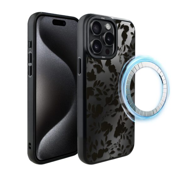 Etui do iPhone 15 Pro Max IBIZU DropGuard Matt z MagSafe, Midnight, Cienie liści, poprawne (7)