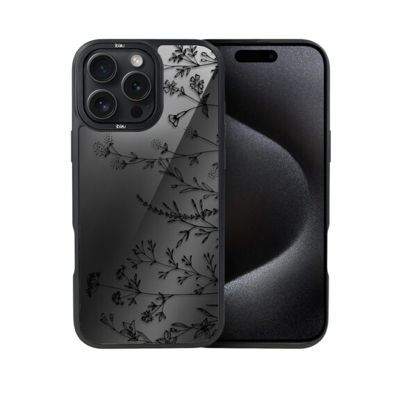 Etui do iPhone 15 Pro Max IBIZU DropGuard Matt z MagSafe, Midnight, Dotyk kwiatów (7)