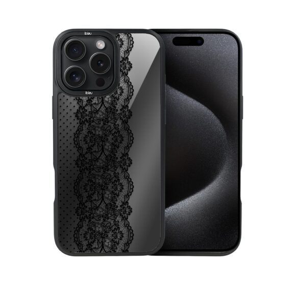 Etui do iPhone 15 Pro Max IBIZU DropGuard Matt z MagSafe, Midnight, Ornamentowa koronka (4)